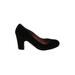 Office London Heels: Slip On Chunky Heel Cocktail Party Black Print Shoes - Women's Size 38 - Round Toe