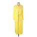 sita murt Casual Dress - Midi Collared Long sleeves: Yellow Print Dresses - Women's Size 36