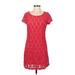 Xhilaration Casual Dress - Shift Scoop Neck Short sleeves: Red Solid Dresses - Women's Size Medium