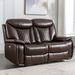 Red Barrel Studio® Saneela 62.6" Wide Breathable leather Pillow Top Arm Power Reclining Loveseat Faux Leather in Brown | Wayfair