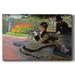 Red Barrel Studio® Camille Monet on a garden bench-Gallery Wrapped Canvas Canvas, Solid Wood in Black/Gray/Green | 12 H x 18 W x 1.5 D in | Wayfair