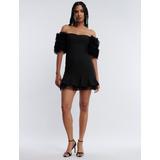 Women's Harlowe Off-The-Shoulder Mini Dress in Black / 6 | BCBGMAXAZRIA