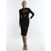 Women's Georgiana Illusion Midi Dress in Black / 0 | BCBGMAXAZRIA