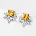 ZAKadvocate-Boucles d'oreilles carrées de luxe pour femmes bijoux d'oreille clous jaune AAA