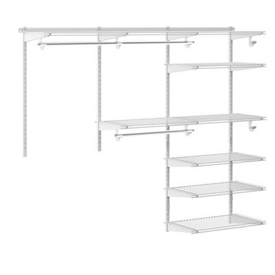 Costway Adjustable Closet Organizer Kit with Shelves and Hanging Rods for 4 to 6 Feet-White