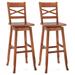 Costway Swivel 30-Inch Bar Height Stool Set of 2 with Footrest-Walnut