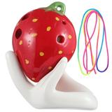 1 Set Ocarina Instrument Strawberry Shaped Ocarina Musical Instrument Toy with String Support Stand and Music Score for Kids Beginners