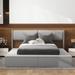 Queen Size Upholstery Storage Platform Bed with Storage Space on both Sides and Footboard