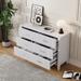 Modern 6 Drawer Dresser with Metal Handle,Vertical Stripe Finish Storage Cabinet