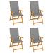 moobody Patio Chairs 4 pcs with Gray Cushions Solid Teak Wood