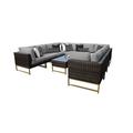 AMALFI 11 Piece Wicker Patio Furniture Set 11a in Gold and Gray
