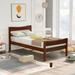 Lightweight Twin Wood Platform Bed with Curved Lined Headboard&Footboard