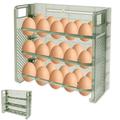 Duety 30Grids Flip Egg Holder for Refrigerator 3-Tier Flip Egg Box with Timing Function Flipping Egg Storage Container Large Capacity Egg Dispenser Space Saving Egg Storage Rack Egg Storage Tray