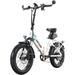 GOTRAX F2V2 Folding Electric Bike for Adults 500W/50 Mile/20Mph/20 *3 Fat Tire/48V E-Bike White-green