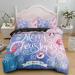3 Piece Comforter Cover Set Merry Christmas Santa Cluas Tree Snowflakes Soft Bedding Set for Kids Teens Children Adults (1 Duvet Cover and 2 Pillowcases)