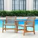 Idzo Liberte Outdoor Club Chairs Set of 2 Finish Wood Patio Furniture Wicker Sets (Dynamic Brown)