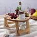 BEBUTTON Kitchen Table Set Wooden Outdoor Folding Picnic-Table with Glass Holder 2 In 1 Wine Glass Rack at Home