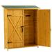 Outdoor Storage Shed With Lockable Door 56 L x 19.5 W x 64 H Pitch Roof Wooden Tool Storage Shed With Detachable Shelves