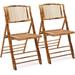 VINGLI Bamboo Folding Chair Foldable Dining Chair for Outdoor & Indoor Patio Porch Wedding Party Event (2 Pack)