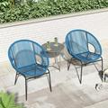 Corvus Sarcelles Woven Wicker Indoor/Outdoor Bistro Chairs (Set of 2) Blue