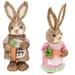 Clearance! MIARHB 2PCS Easter Bunny Rabbit Garden Statue Handmade Bunny Decor Easter Rabbit Decktop Ornament Bunny Tabletop Decoration Standing Bunny Statue Rabbit Doll Household Rushes B+C