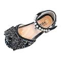 Black Girls Sandals Performance Dance Shoes For Girls Childrens Shoes Pearl Rhinestones Bowknot Shining Kids Princess Shoes