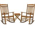 Kozyard High Back Slat Rocking Chair Solid Wood Outdoor Rocking Chair Set of 2 for Front Porch Furniture Porch Chairs for Indoor or Outdoor Use (Natural)