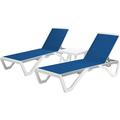 Kozyard Patio Chaise Lounge Chair - Full Flat Alumium & Resin Legs Outdoor Reclining Adjustable Chair for Sunbathing Perfect for Beach Patio Lounge Set or Patio Table (2 Gray Textilence W/Table)