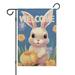 Happy Easter Day Garden Flag Linen Outdoor Flag Easter Bunny Cute Yard Flags Double Sided House Flag for Home indoor 12.5 Ã—18 in.