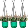 3 Pcs Self Watering Hanging Planter Indoor Hanging Planter Pots Drainage Holes 4.5 Inch Outdoor Small Hanging Planters Flower Pot Basket Visible Water Level for ceilings balconies decoration(Green)