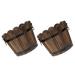 2Pcs Wood Planter Pot Barrel Flowerpot Reusable Planter Holder Small Planter Drainage Planter Pot