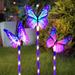 Garden Solar Lights Outdoor 3 Pack Solar Stake Lights Multi-Color Changing LED Butterfly Fiber Optic Decorative Lights for Yard Garden Solar Powered Light with a Purple LED Light Stake