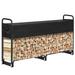 Towallmark 8 Feet Outdoor Steel Firewood Log Rack Wood Storage Holder for Fireplace Black