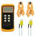 Digital K Type Thermocouple Thermometer(-50-1300Â°C) Dual Channel 2 Thermometer Pipe Clamp and 2 Sensor Probes
