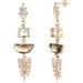 Art Deco 1920s Sparkly Austrian Crystal Gold Chandelier Earrings - Hypoallergenic 925 Silver Hooks - Unique Vintage Rhinestone Jewelry