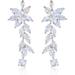 Stunning Sparkle: Women s Cubic Zirconia Bridal Earrings - Long Fashion Statement Chandelier Earrings | Silver Marquise Design | 14k White Gold Plated | Jewelry