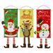 3 Pcs Merry Christmas Door Hanging Sign Festive Cloth Hanging Flag Wall Hanging Porch Yard Door Decorative Party Hanger for Home Office Cafe Shop (Elk Santa Snowman Style)