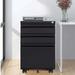 Mobile File Cabinet with Lock Portable Vertical Mobile Metal Storage Filing Cabinet with 3 Drawers Metal Filing Cabinets for Home Office Organizer Letters Legal A4 Fully Assembled Black