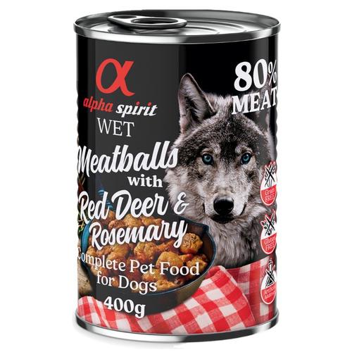 6x 400g Dog Meatballs Rothirsch & Rosmarin Alpha Spirit Hundefutter nass