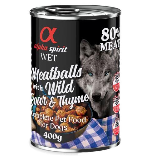 6x 400g Dog Meatballs Wildschwein & Thymian Alpha Spirit Hundefutter nass