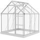 Outsunny 6 x 6ft Polycarbonate Greenhouse, Walk-In Greenhouse with Sliding Door, Adjustable Window, Aluminium Frame and Foundation, Garden Grow House