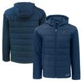 Men's Cutter & Buck Navy Carolina Panthers Americana Evoke Hybrid Eco Softshell Recycled Full-Zip Hooded Jacket