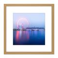 Warby London Eye Foggy Morning Cityscape Photo 8X8 Inch Square Wooden Framed Wall Art Print Picture with Mount