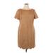 AK Anne Klein Casual Dress - Shift Crew Neck Short sleeves: Tan Print Dresses - New - Women's Size X-Large