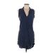 Equipment Casual Dress - Shirtdress Collared Sleeveless: Blue Print Dresses - Women's Size X-Small