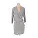 Lou & Grey Casual Dress - DropWaist V Neck 3/4 sleeves: Gray Solid Dresses - Women's Size X-Small