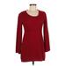 Style&Co Casual Dress - Sweater Dress Scoop Neck Long sleeves: Burgundy Solid Dresses - Women's Size Medium