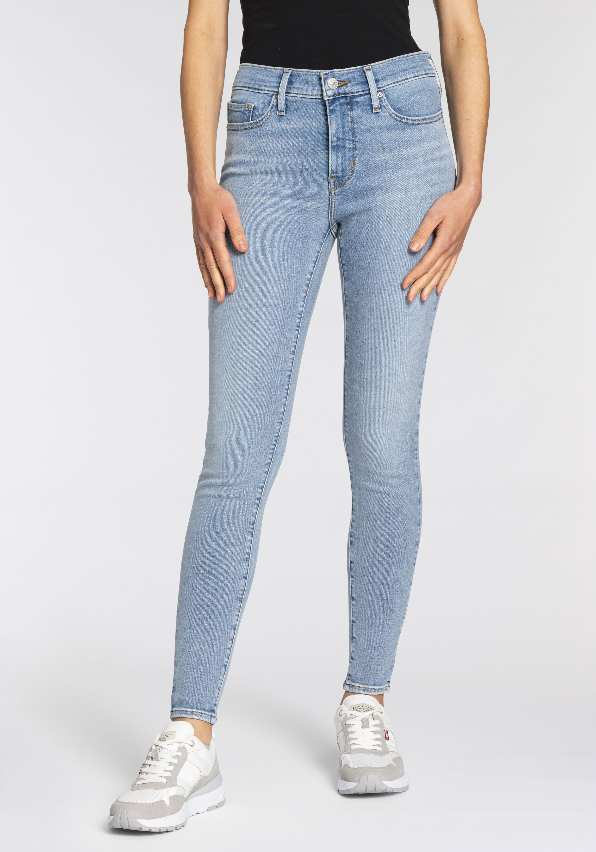 Skinny-fit-Jeans LEVI'S "310 Shaping Super Skinny", Damen, Gr. 27, Länge 28, blau (off kilter clean hem), Denim/Jeans, Obermaterial: 85% Baumwolle, 13% Polyester, 2% Elasthan, skinny fit lang, Jeans Image