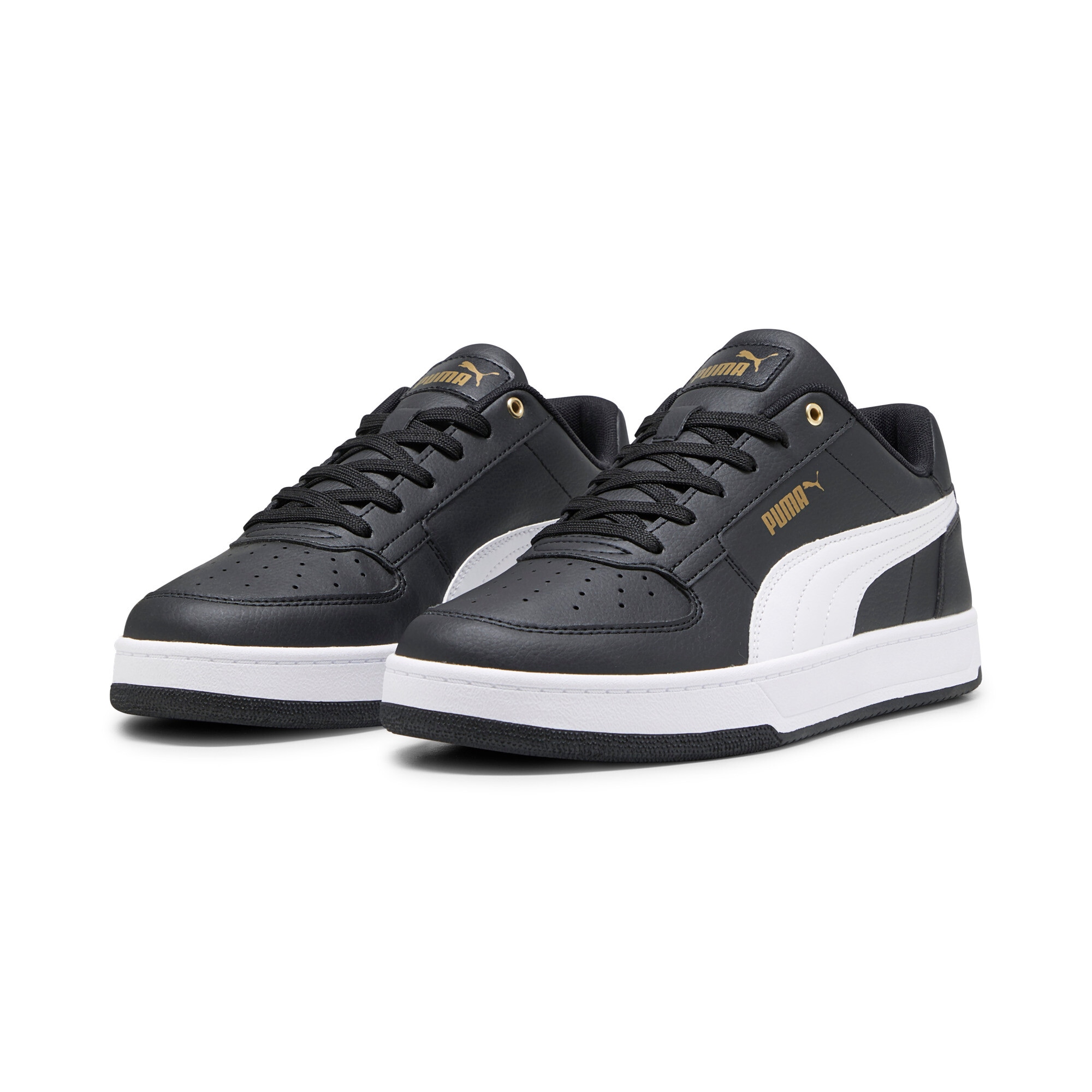 Sneaker PUMA "CAVEN 2.0", Gr. 42,5, schwarz-weiß (puma schwarz, puma weiß, gold), Synthetik, unifarben, Sportlich, Schuhe