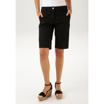 Bermudas ANISTON CASUAL, Damen, Gr. 48, N-Gr, schwarz, Web, Obermaterial: 97% Baumwolle, 3% Elasthan, unifarben, Basic, figurbetont kniefrei, Hosen, im klassischen Stil, Topseller Image
